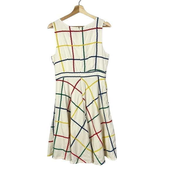 Modcloth Perky Personality Ric Rac Plaid Fit & Flare Mini Dress M - Picture 3 of 6